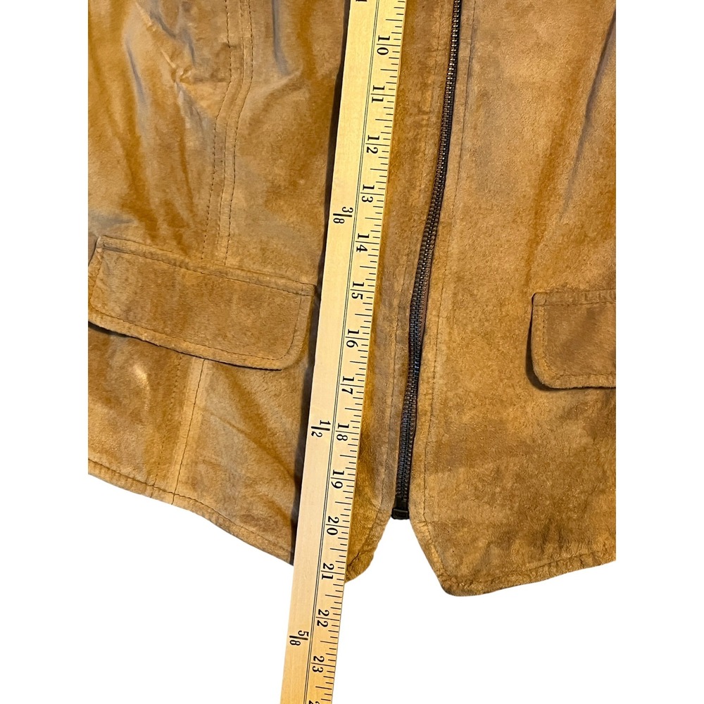 Vtg Faded Glory Leather Vest Women L Tan Suede Zip Front Cinch Back Western Boho - Picture 9 of 12